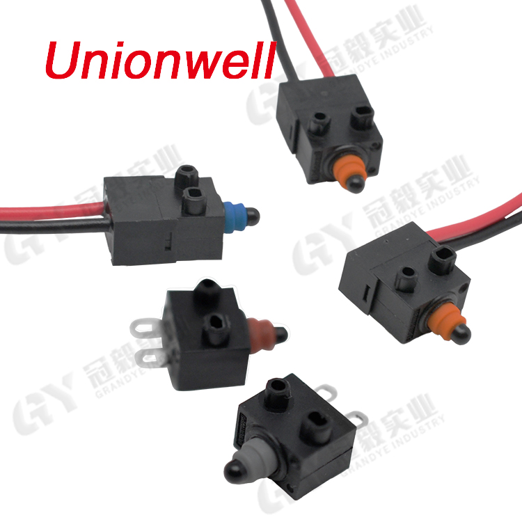 Unionwell汽車引擎蓋鎖微動開關(guān) 新能源車放電槍防水微動開關(guān)帶線