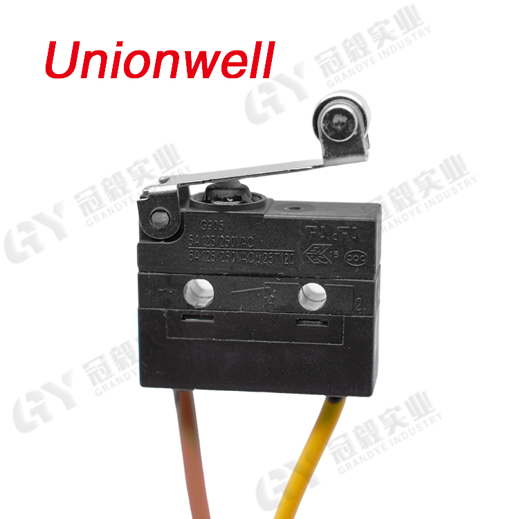 Unionwell新能源充電槍滾輪微動開關(guān) 汽車中控鎖門鎖防水微動開關(guān)